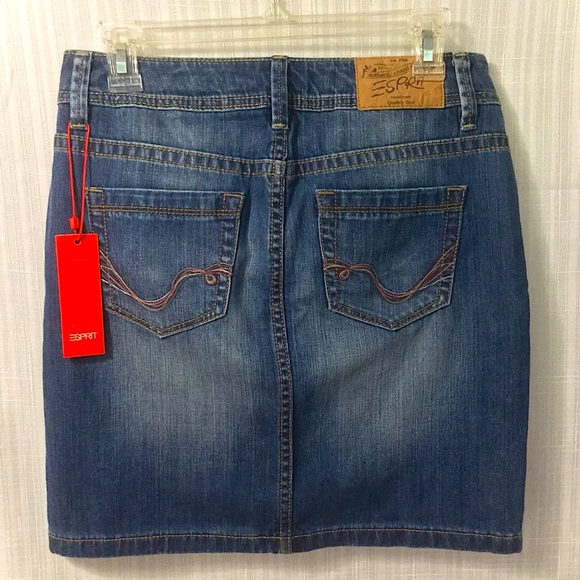 Vintage Esprit Denim Mini Skirt Medium - Picture 3 of 5